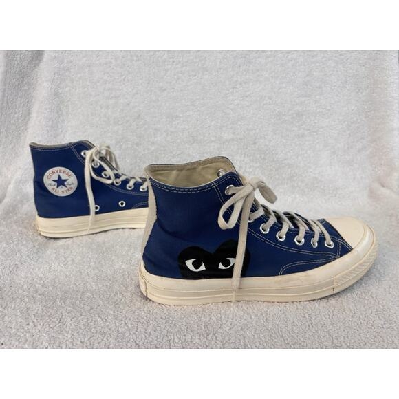 Converse x CDG PLAY Chuck 70 Hi Blue Mens Sneakers Comme des Garcons Mens 8 main image 7